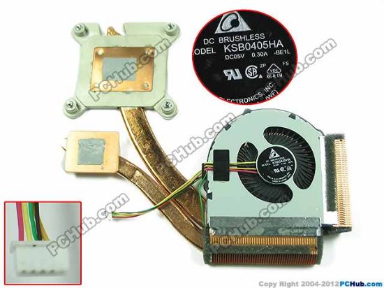 Picture of Delta Electronics KSB0405HA Cooling Fan  KSB0405HA, -BE1L,DC5V 0.30A, Heatsink Fan 