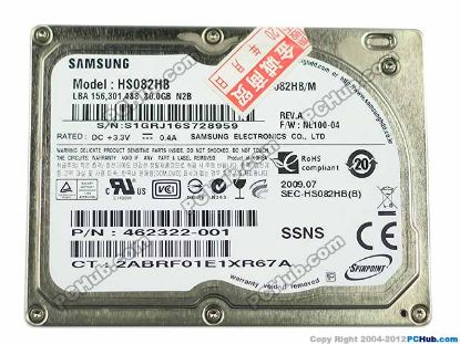 Picture of Samsung HS082HB HDD 1.8" CF ZIF LIF HS082HB/A, 80GB