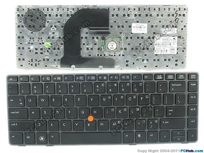 Picture of HP EliteBook 8470w Series Keyboard 686300-001, US "NEW", Orange Pointing Stick