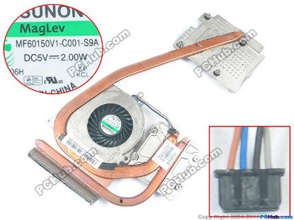 Picture of HP EliteBook 8570w Series Cooling Fan  690629-001, Fan with Heatsink