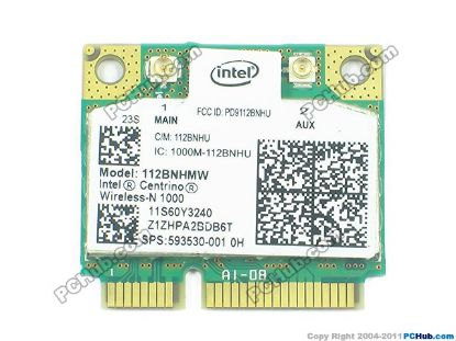 Picture of HP Common Item (HP) Wireless LAN Card 593530-001, Wireless-N 1000 802.11 b/g/n