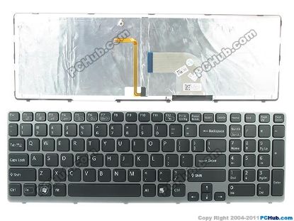 Picture of Sony Vaio SVE15 Series Keyboard 149030311US,Backlit,Gray Frame