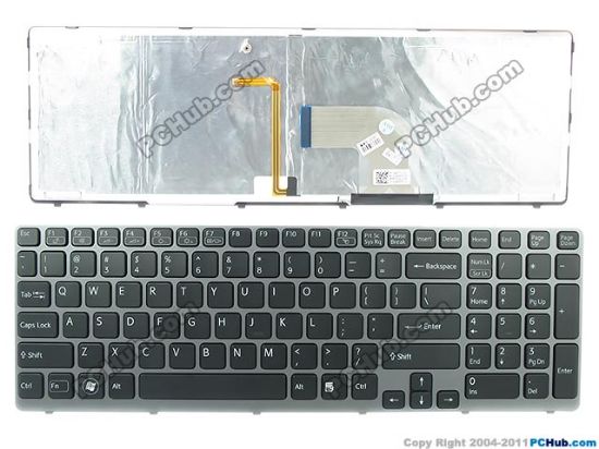 Picture of Sony Vaio SVE15 Series Keyboard 149030311US,Backlit,Gray Frame