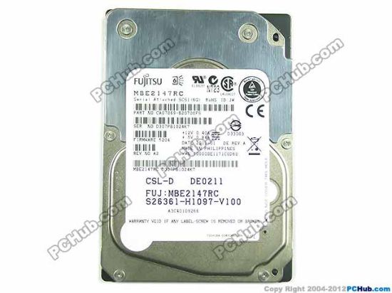 Picture of Fujitsu MBE2147RC HDD 2.5" SAS 300GB & Below 147GB, 2.5" SAS, 15,000rpm, 32M