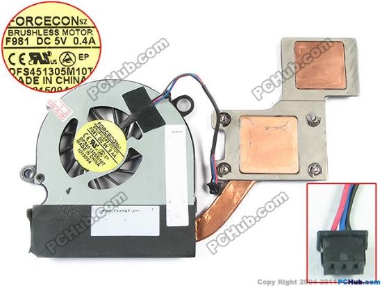 Picture of HP ProBook 5310m Cooling Fan  DFS451305M10T, F981, Heatsink with Fan