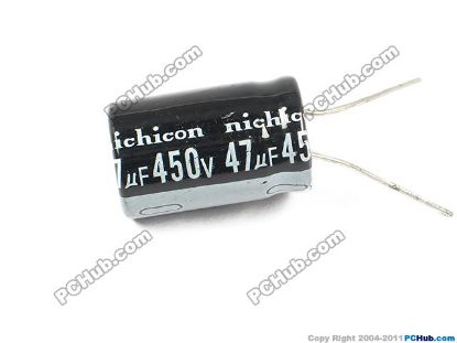 Picture of Nichicon Capacitor Electrolytic 400V - 450V 450v 47uF, 16x25mm Height
