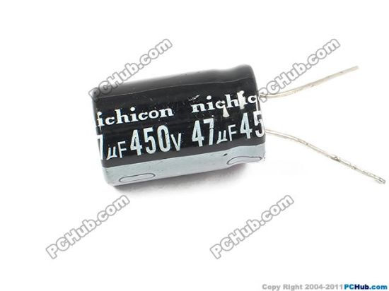 Picture of Nichicon Capacitor Electrolytic 400V - 450V 450v 47uF, 16x25mm Height