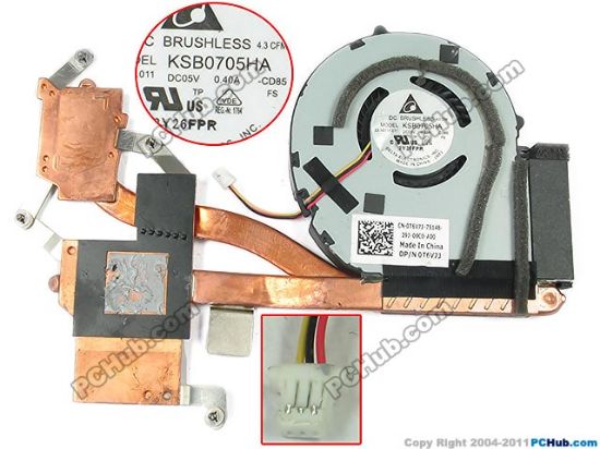 Picture of Dell Inspiron 15Z 5523 Cooling Fan  DP/N: T6V7J 0T6V7J, KSB0705HA, Heatsink fan