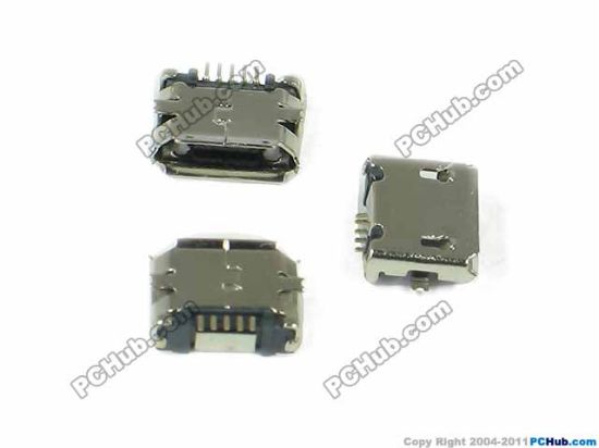 Picture of PCH Jack & Plug Jack- USB Mini SMD, 5-pin, Two SMD fixed leg,