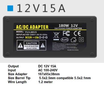 Picture of PCH OEM 12150, AC Adapter, 12V 15A, 5.5/2.5mm
