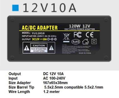 Picture of PCH OEM 12100, AC Adapter, 12V 10A, 5.5/2.5mm