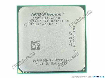 Picture of AMD Phenom X4 9850 (Black Edition) CPU Desktop 65nm, HD985ZXAJ4BGH, 2.5 GHz, 4 X 512 KB, 2 MB, Qu