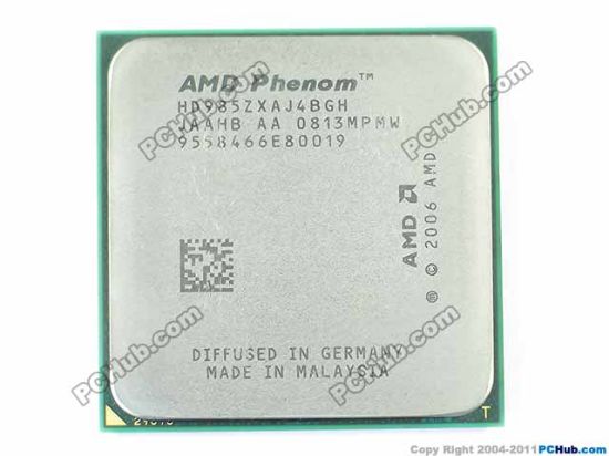 Picture of AMD Phenom X4 9850 (Black Edition) CPU Desktop 65nm, HD985ZXAJ4BGH, 2.5 GHz, 4 X 512 KB, 2 MB, Qu