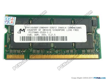 Picture of Micron MT16VDDF12864HG-335D2 Laptop DDR-333 DDR, 1G, 333MHz
