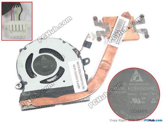 Picture of Delta Electronics KDB0505HC Cooling Fan  A01, DC5V 0.36A, Bare fan