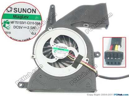 Picture of SUNON MF75150V1-C010-S9A Cooling Fan  w55x4x4, 5V 2.5W, Bare fan