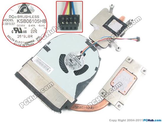 Picture of Delta Electronics KSB06105HB Cooling Fan   -BJ49, DC5V 0.40A,  Heatsink fan