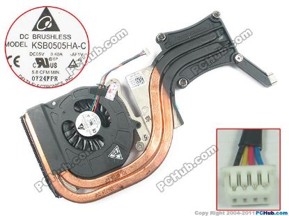 Picture of Dell Latitude E6420 Cooling Fan  TYP01, H/S Fan For MB with Discrete G/P