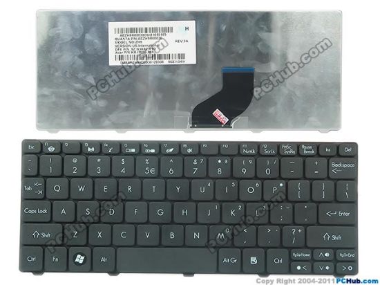 Picture of Acer Aspire One D260 Series Keyboard KBI100A086, US-Int, Black "New"