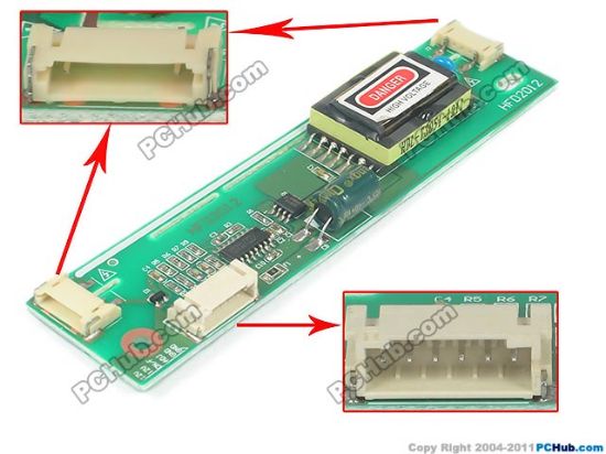 Picture of UPH LCD LCD Inverter- OEM 2 CCFL Tube, 6-Pin Socket, 125x30x15mm