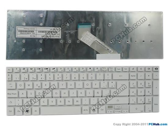 Picture of Gateway NV57H series Keyboard KBI170G340, Spanish, white "New"