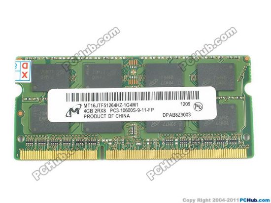 Picture of Micron MT16JSF51264HZ-1G4M1 Laptop DDR3-1333 PC3-10600S-9-11-FP