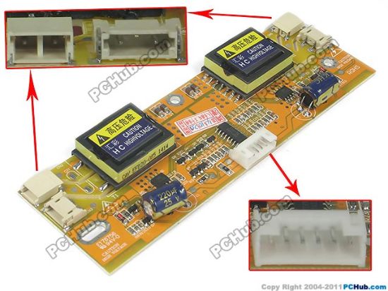 Picture of PCH Inverter 4-Lamp Type LCD Monitor /TV Inverter (Universal Use) 4-Lamp, 6-Pin, 128x42x12mm, SF-04S4022,