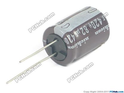 Picture of Nichicon Capacitor Electrolytic 400V - 450V 420v 82uF, 18x25mm Height