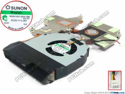 Picture of Acer Aspire 5740 Series Cooling Fan  60.4FN11.002, w25x3x3, 5V 2.0W, Heatsink fan