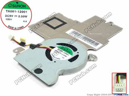Picture of SUNON TA001-12001 Cooling Fan  w20x4x4, 5V 2.50W, Heatsink fan