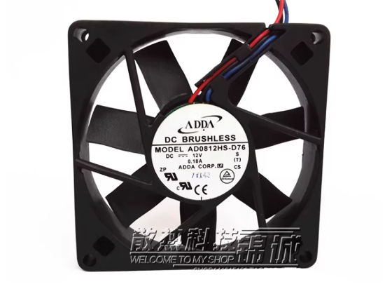 Picture of ADDA AD0812HS-D76 Server-Square Fan DC 12V 0.18A, 80x80x15mm, 3-Wire