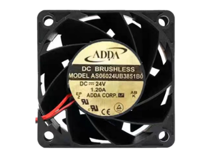Picture of ADDA AS06024UB3851B0 Server-Square Fan DC 24V 1.20A, 60x60x38mm, 120mm, 2-Wire 2-Pinconnector