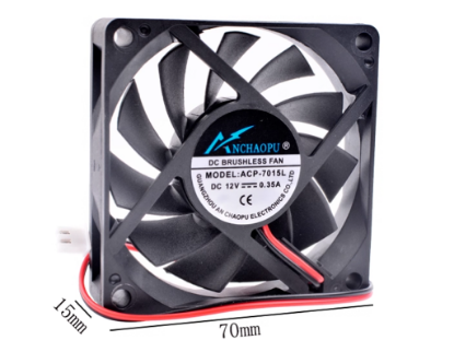Picture of ANCHAOPU ACP-7015L Server-Square Fan DC 12V 0.35A, 70x70x15mm, 2-Wire