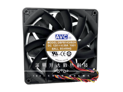 Picture of AVC DBPB1438B2H Server-Square Fan  Y001, DC 12V 4.50A, 140x140x38mm, 4-Wire