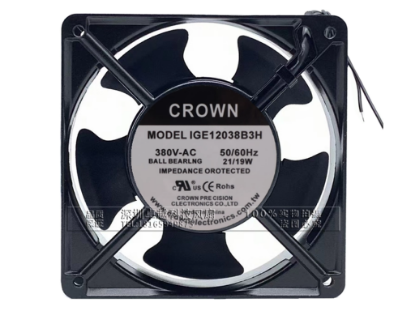 Picture of CROWN IGE12038B3H Server-Square Fan IGE12038B3H, Alloy Framed