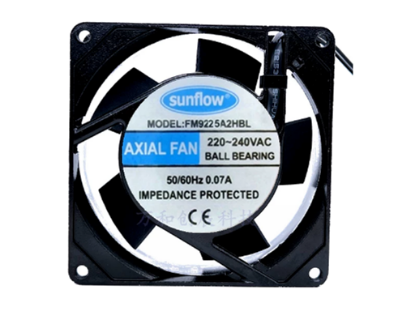 Picture of sunflow FM9225A2HBL Server - Square Fan 220V0.07A, Alum, sq92x92x25mm, 2W