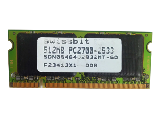 Picture of Swissbit SDN0646402B32MT-60 Laptop DDR-333 512MB, DDR-333, PC2700, SDN0646402B32MT-60, Laptop