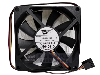 Picture of HXH HDB0812UD Server-Square Fan DC 12V 0.35A, 80x80x15mm,4-Wire