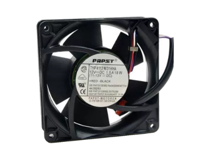 Picture of ebm-papst TYP4112N31HHA Server - Square Fan TYP4112N/31HHA, sq120x120x38, 4-wire, 12V 1.5A
