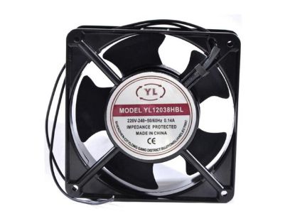 Picture of YL / YONG GANG YL12038HBL Server - Square Fan Steel, sq120x120x38, 2w, AC 240V 0.14A