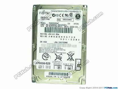 Picture of Fujitsu MHR2020AT HDD 2.5" IDE 12GB-20GB 20GB, 2.5" IDE, 4,200rpm, 2M